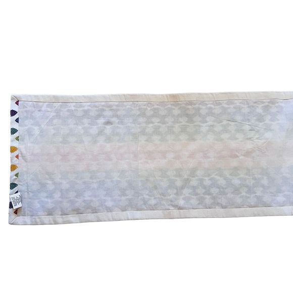 Crate & Barrel Solstice Table Runner Spring Easter Rainbow Embroidered 90x14 - Picture 9 of 15